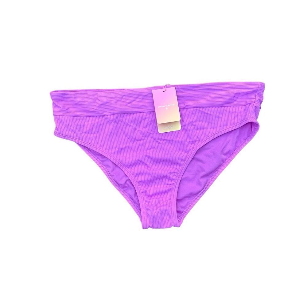 Target Stoney Clover Lane Purple Ribbed Hight Waisted Bathing Suit Bottoms Size